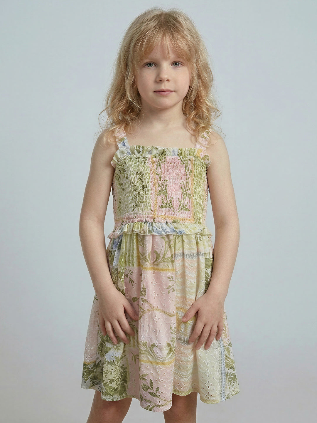 GIRLS Floral Print Smocked Dress