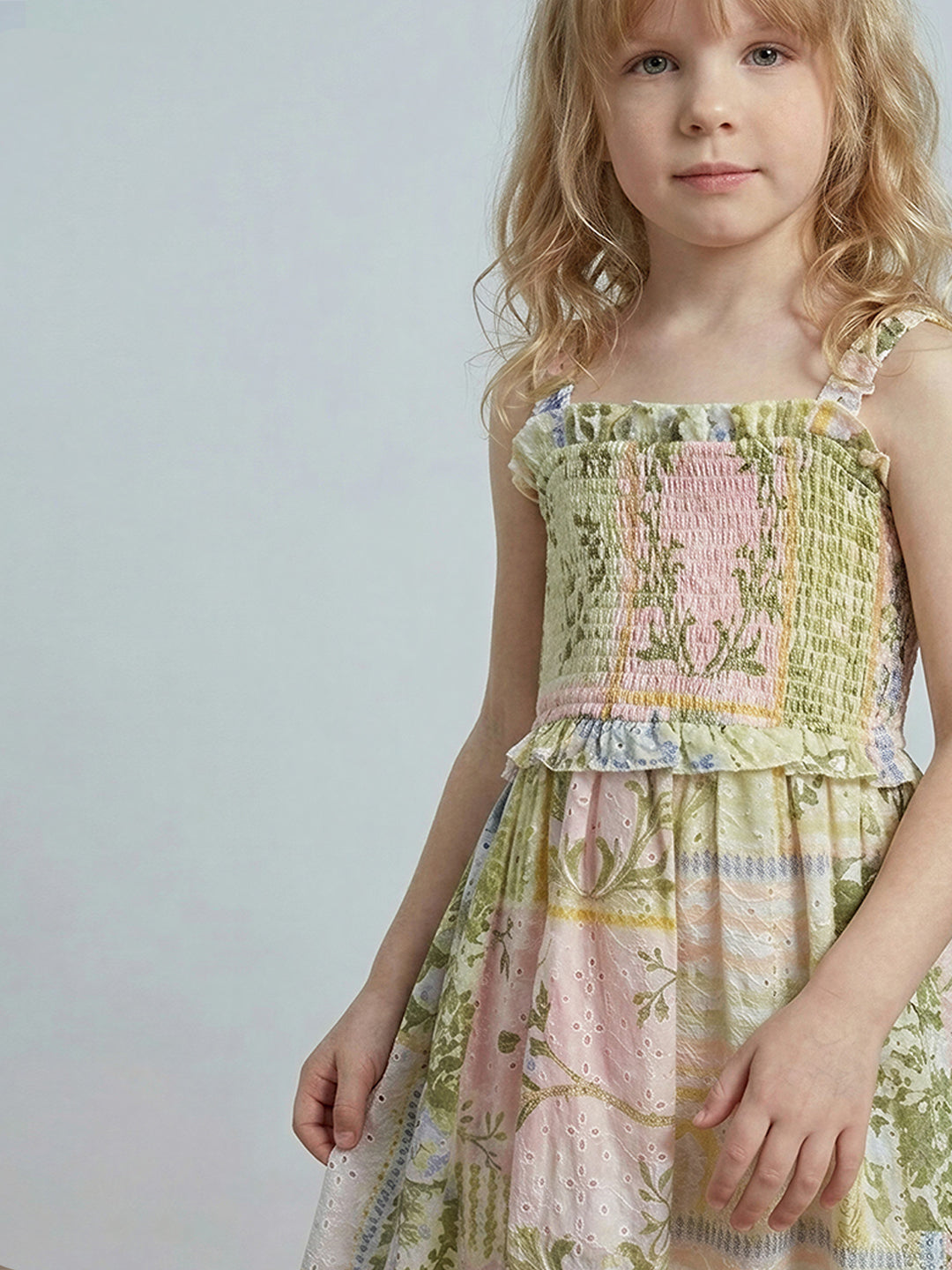 GIRLS Floral Print Smocked Dress