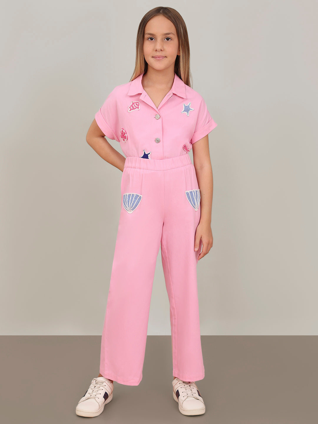 GIRL Pink Patch Detail Pants