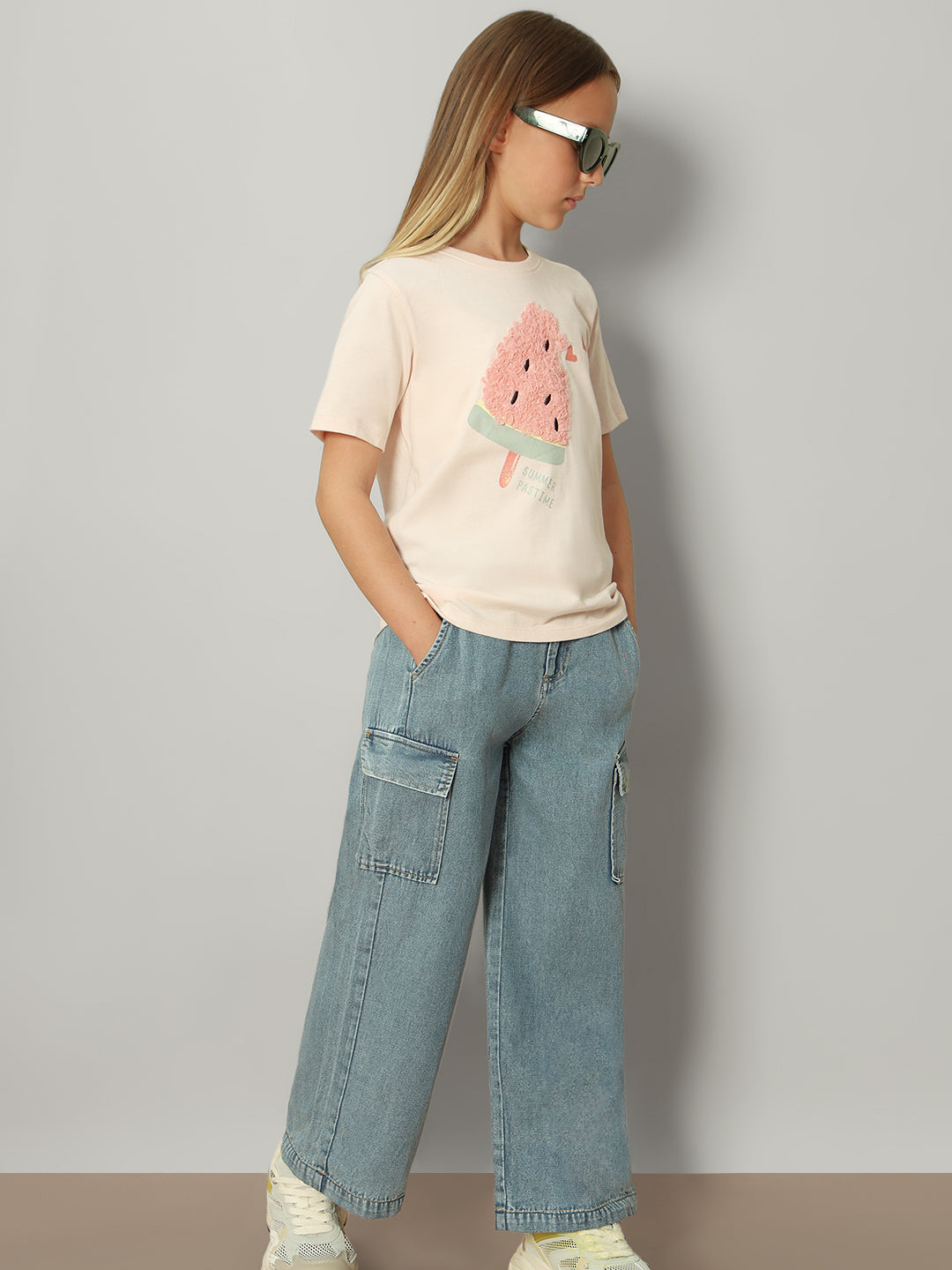 GIRL Pink Ice-Cream Print T-shirt