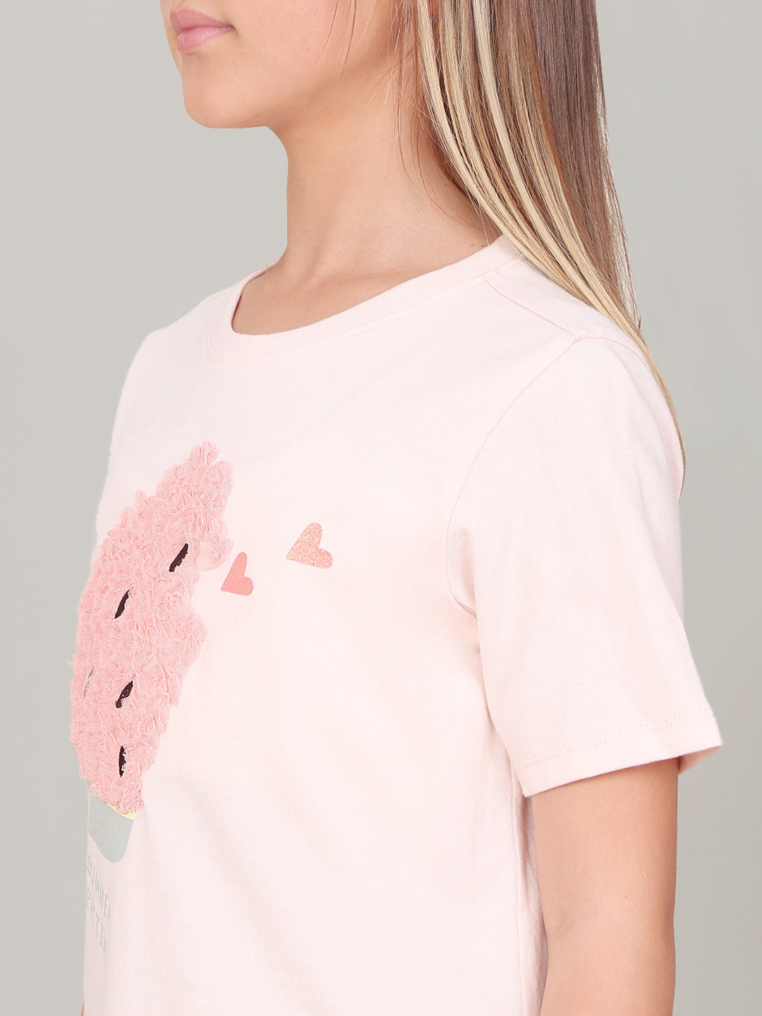 GIRL Pink Ice-Cream Print T-shirt