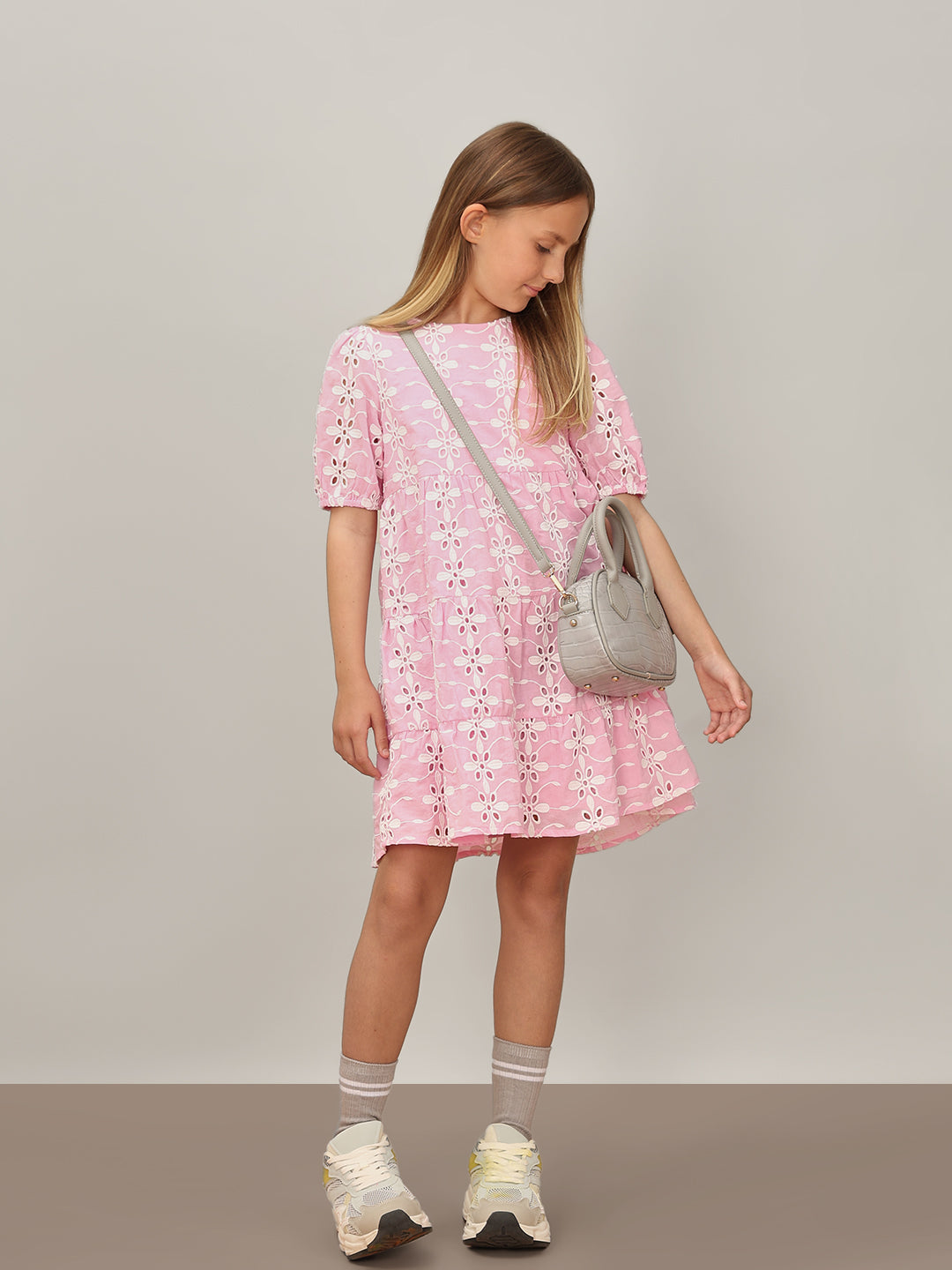 GIRL Pink Embroidered Cotton Dress