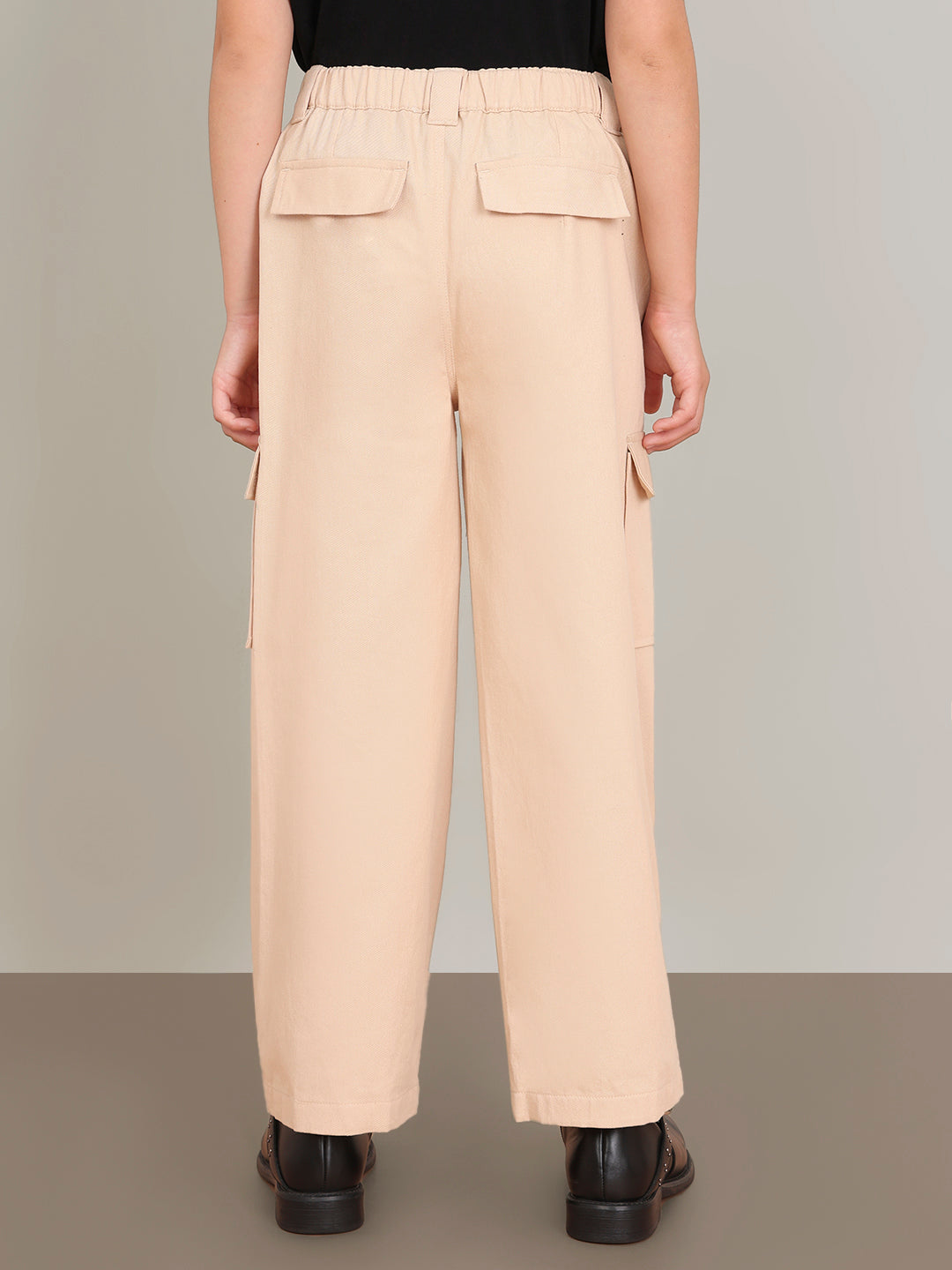 GIRL Mid Rise Wide Leg Cargo Pants - Beige