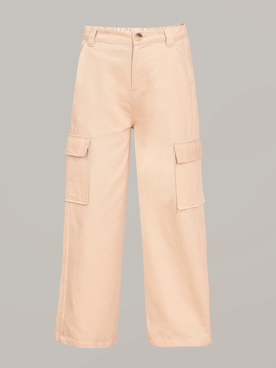 GIRL Mid Rise Wide Leg Cargo Pants - Beige