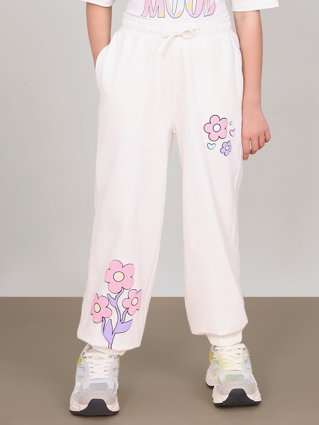 GIRL White Printed Lounge Pants