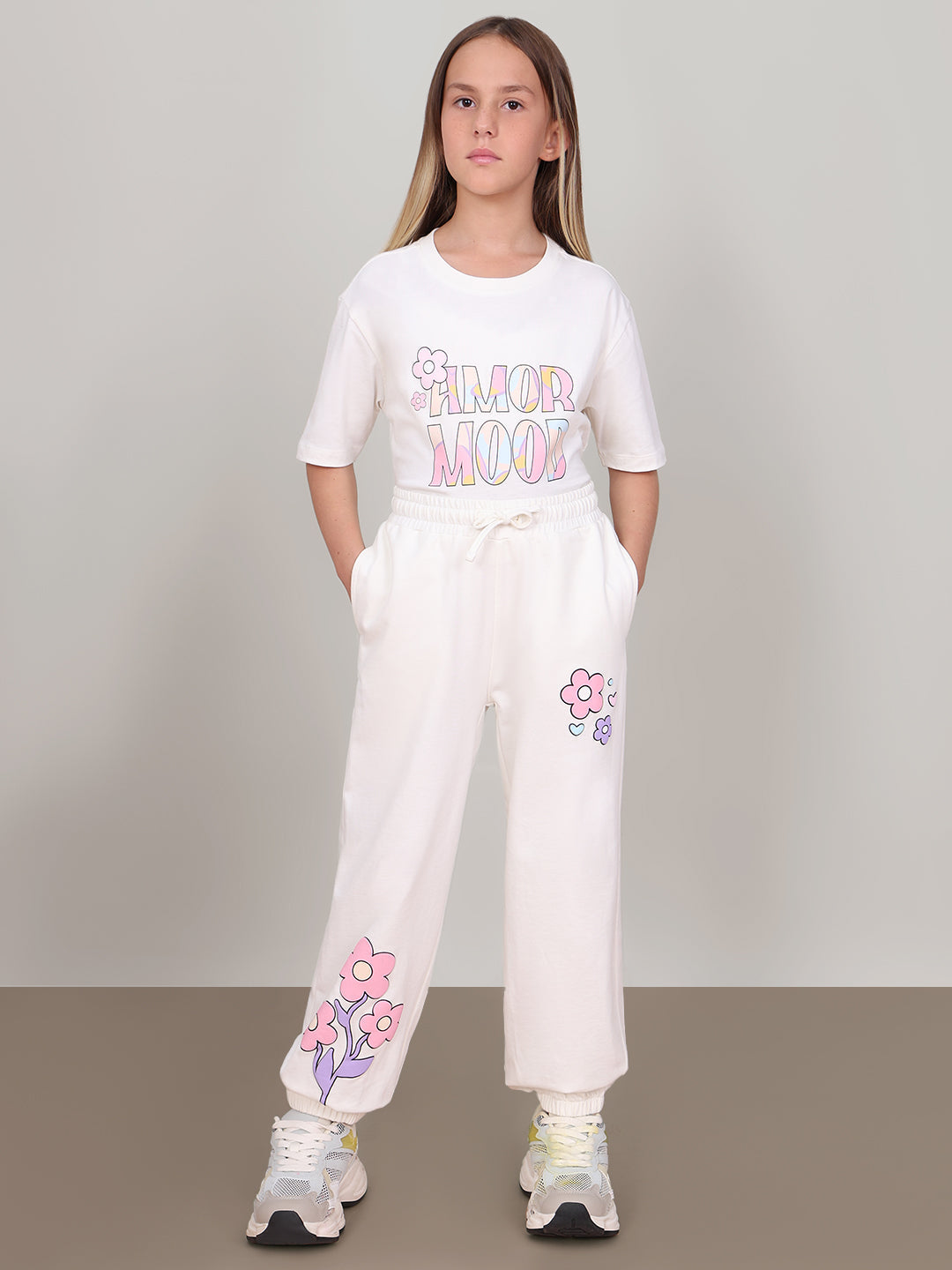 GIRL White Printed Lounge Pants