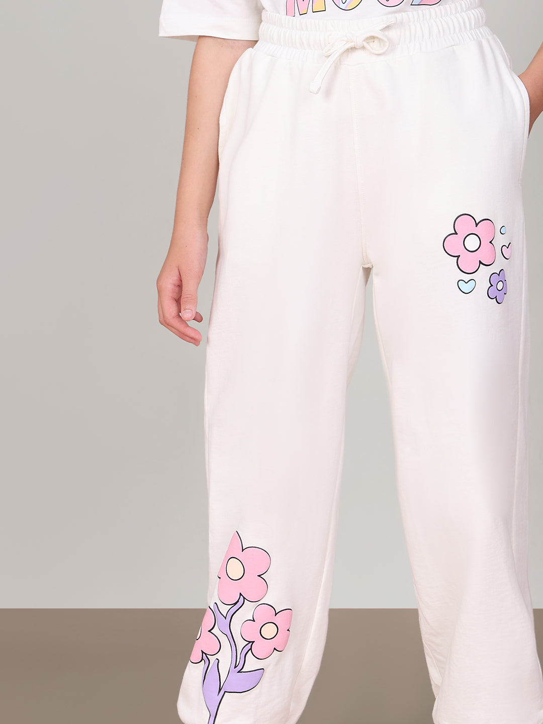 GIRL White Printed Lounge Pants