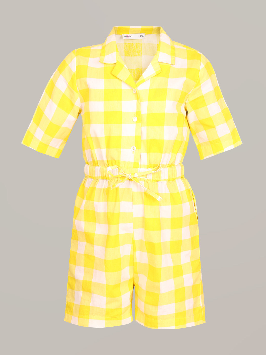 GIRL Yellow Check Cotton Playsuit
