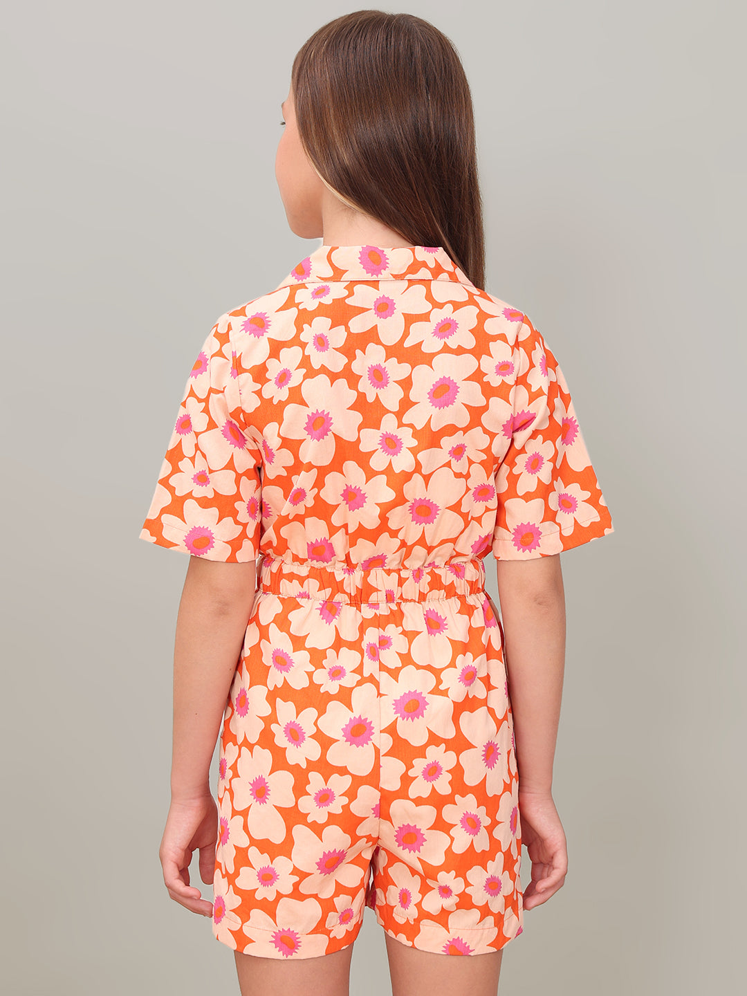 GIRL Peach Floral Playsuit