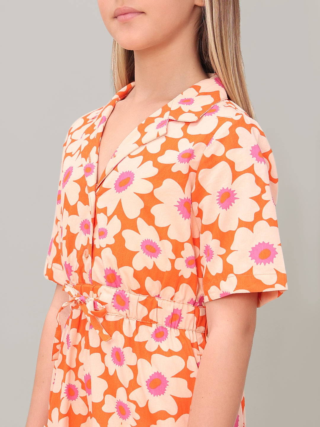 GIRL Peach Floral Playsuit