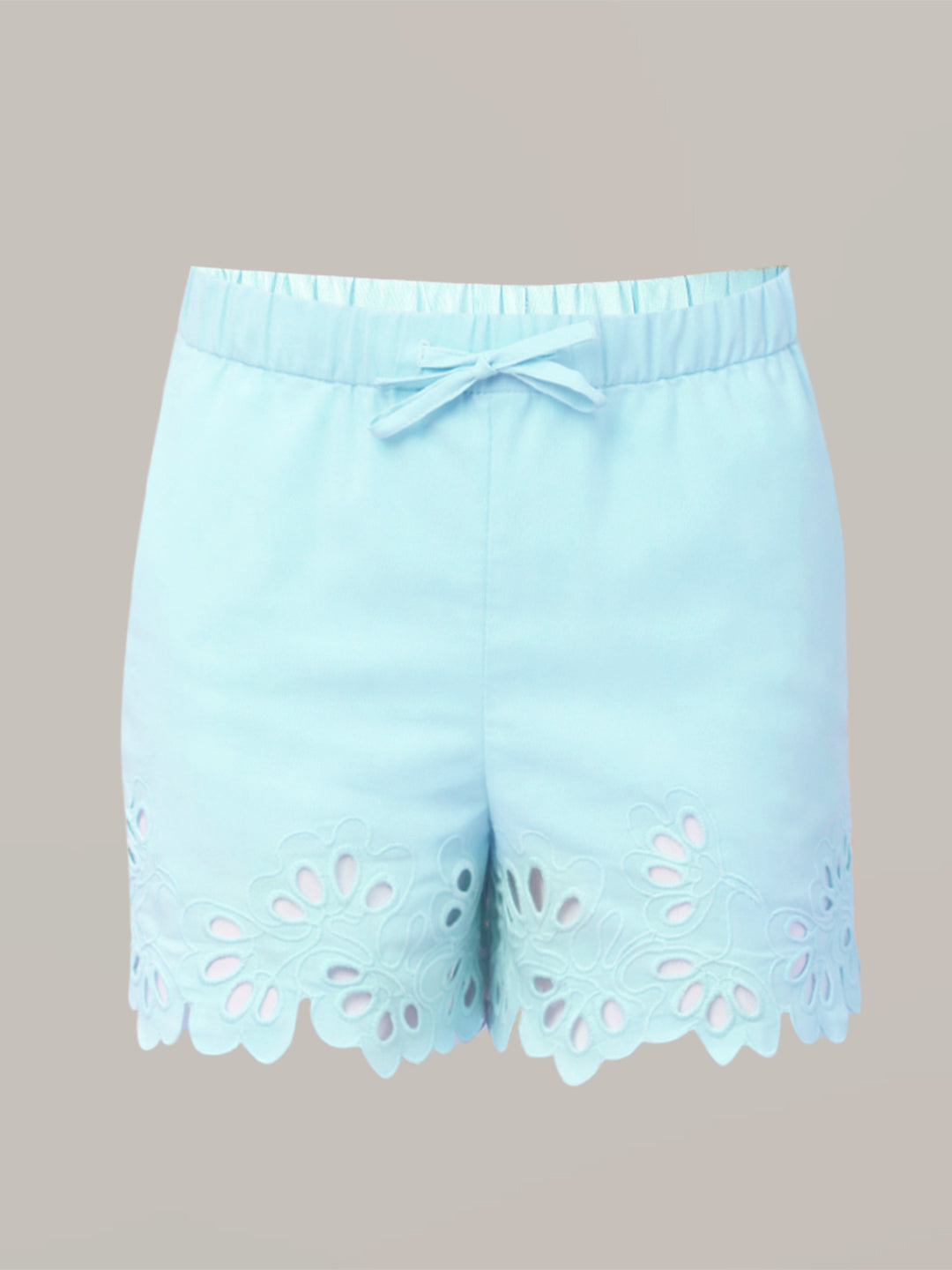 GIRL Blue Cut-Work Hem Shorts