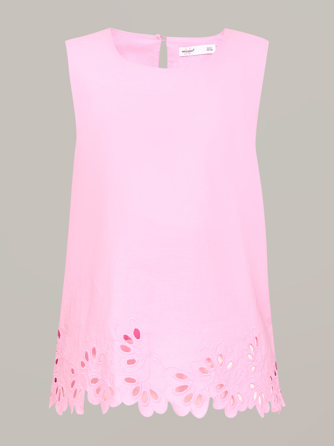 GIRL Pink Cutwork Sleeveless Top