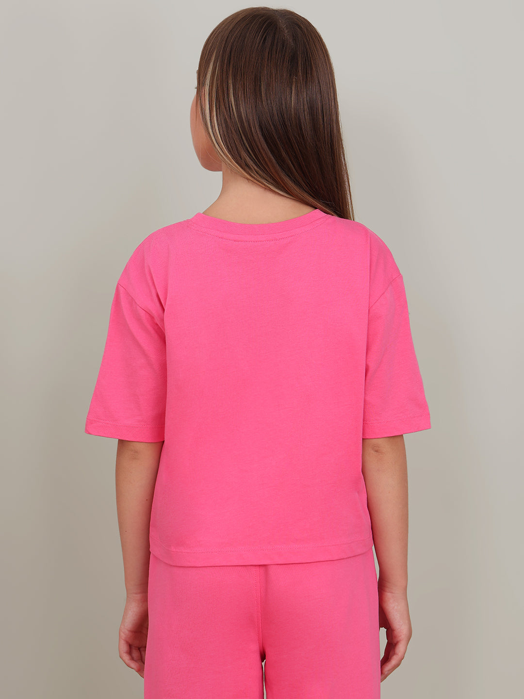 GIRL Pink Printed Cotton T-shirt
