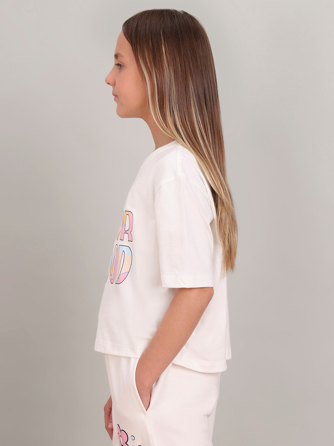 GIRL White Printed Cotton T-shirt