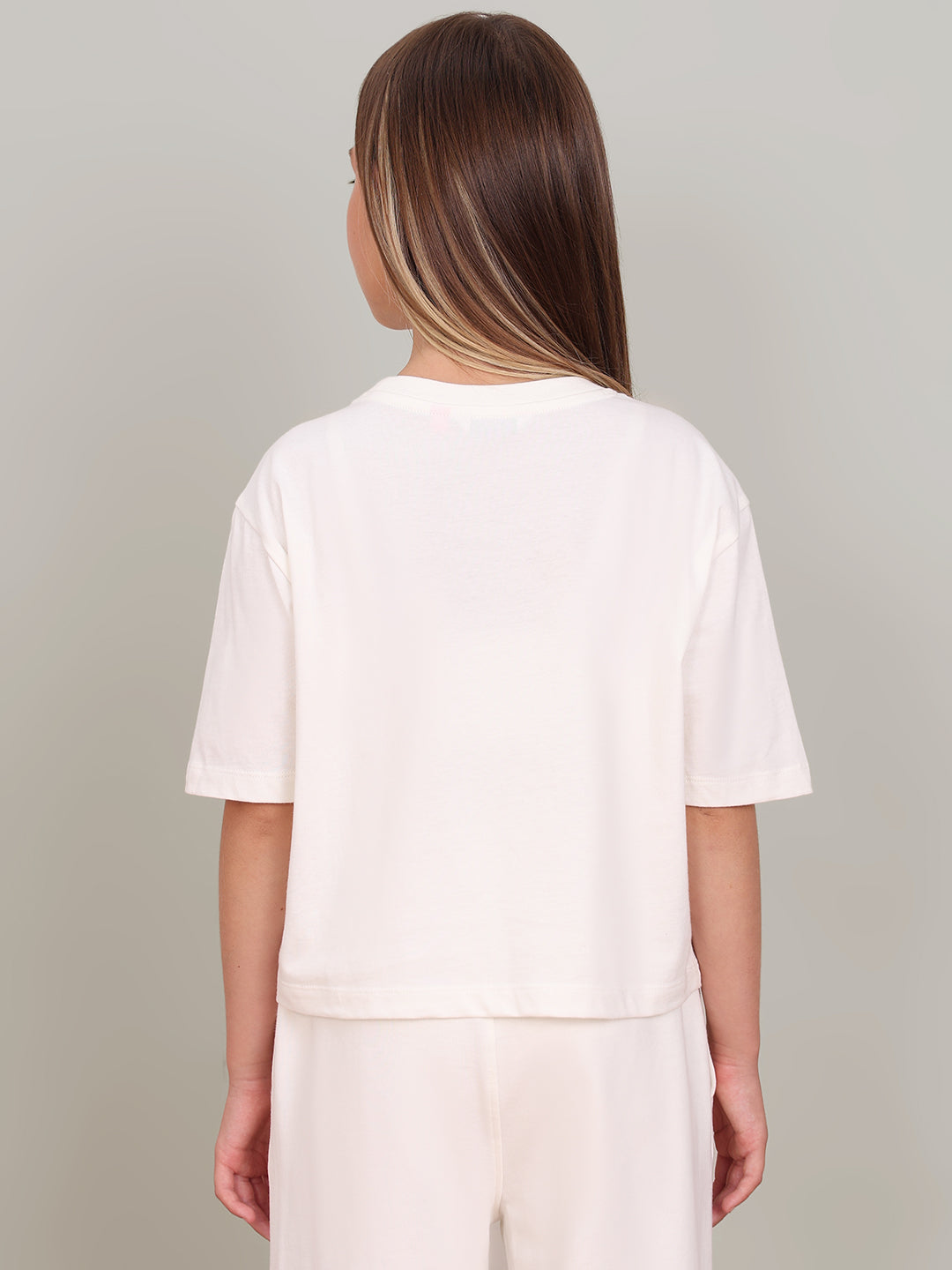 GIRL White Printed Cotton T-shirt