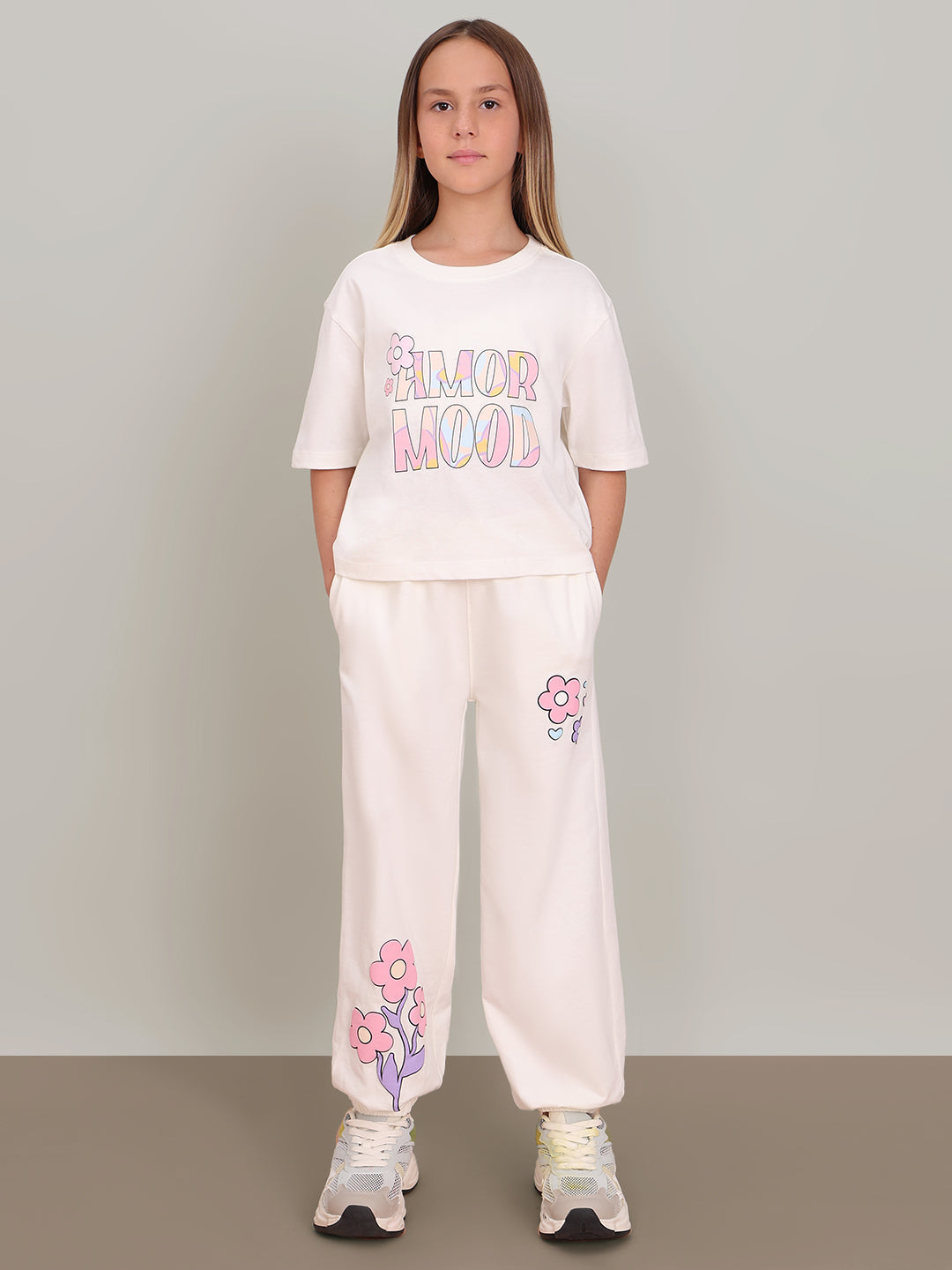 GIRL White Printed Cotton T-shirt