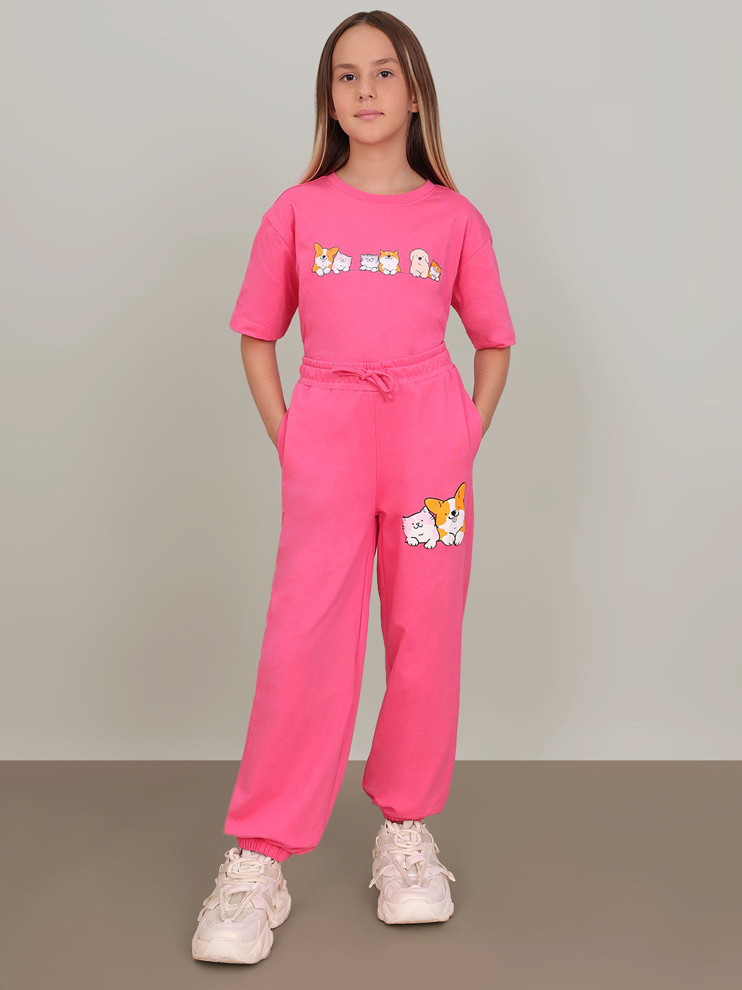 GIRL Pink Cotton Lounge Pants