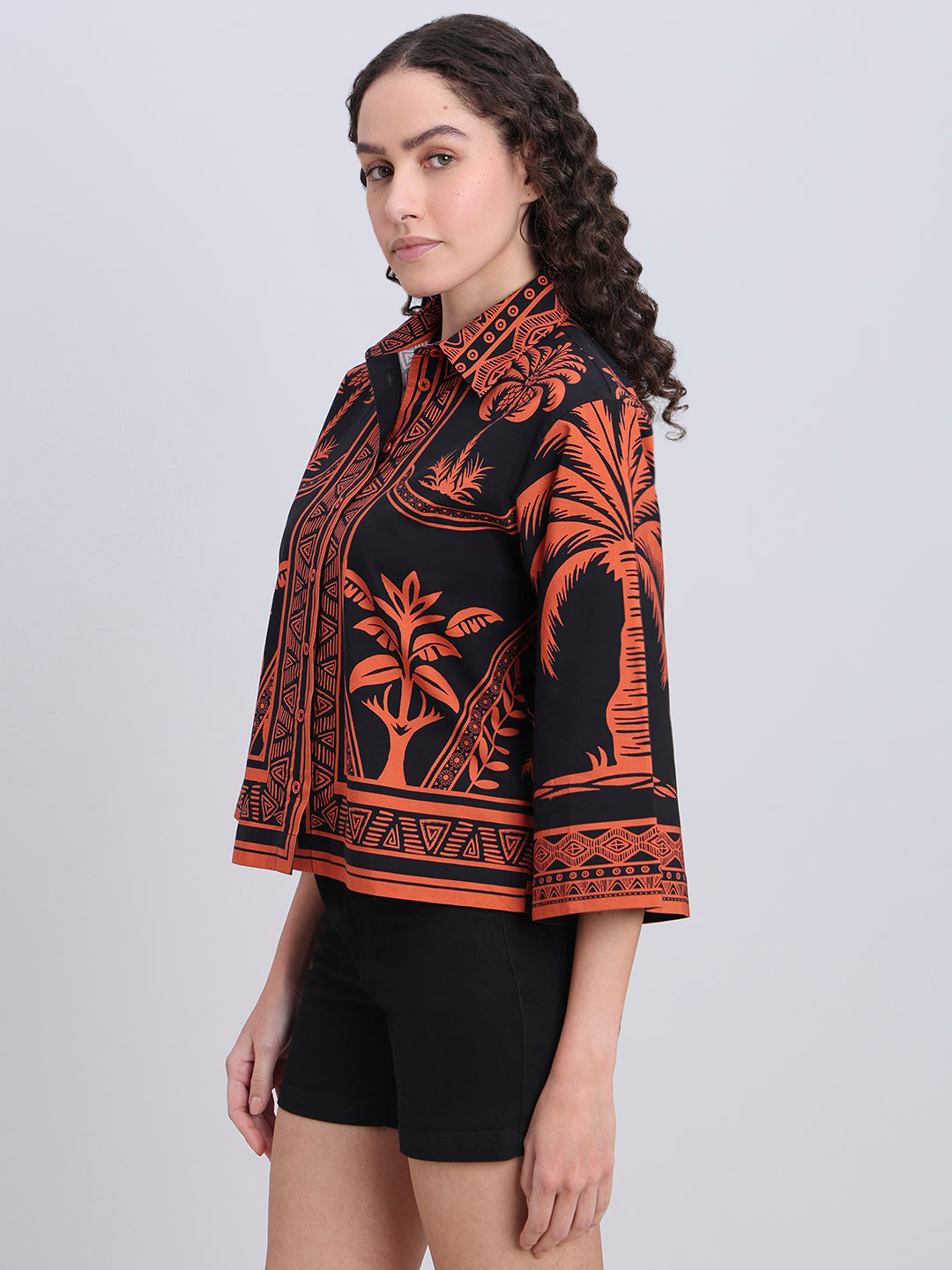 Black Printed Cotton Shirt