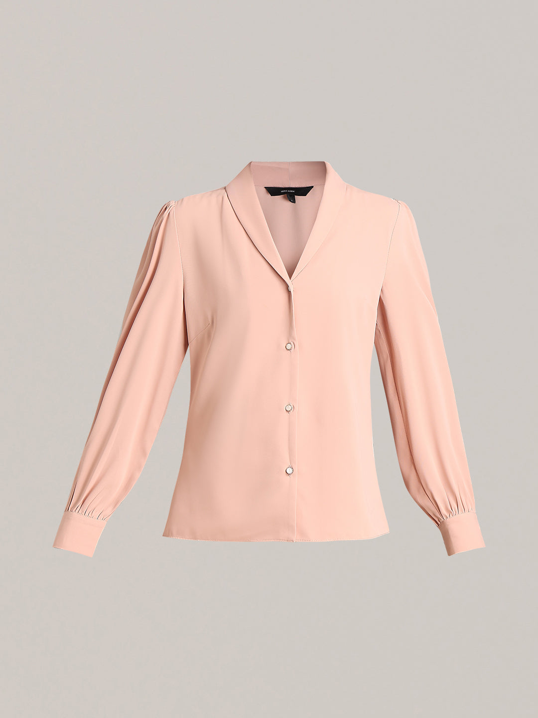 Shawl Collar Full Sleeves Top - Pink