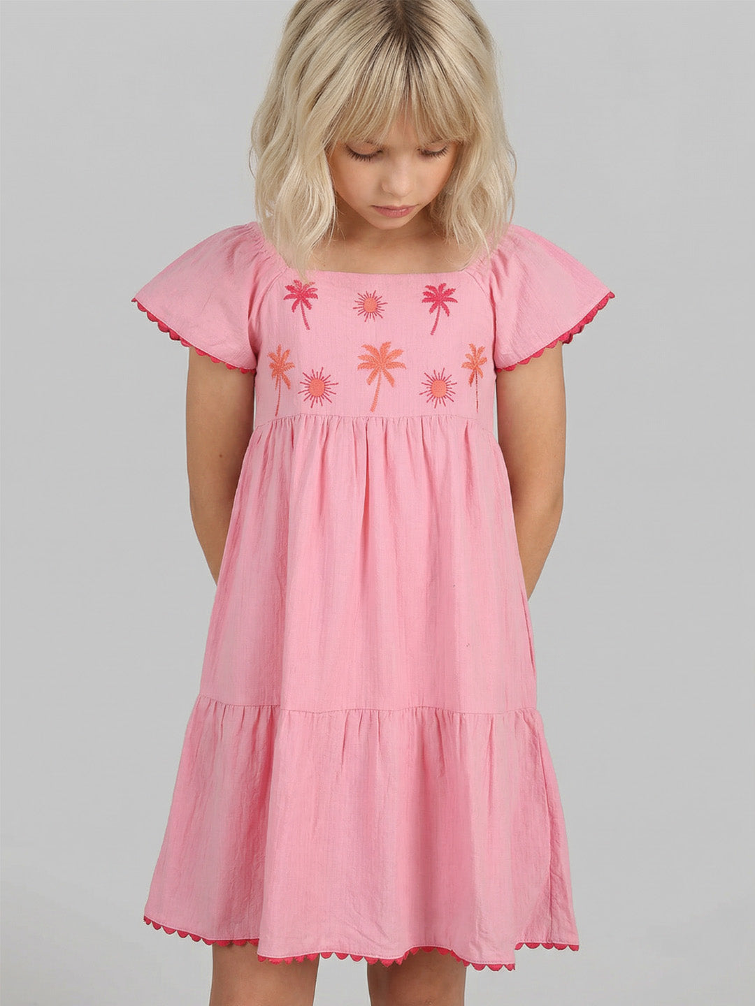 GIRLS Pink Embroidered Dress
