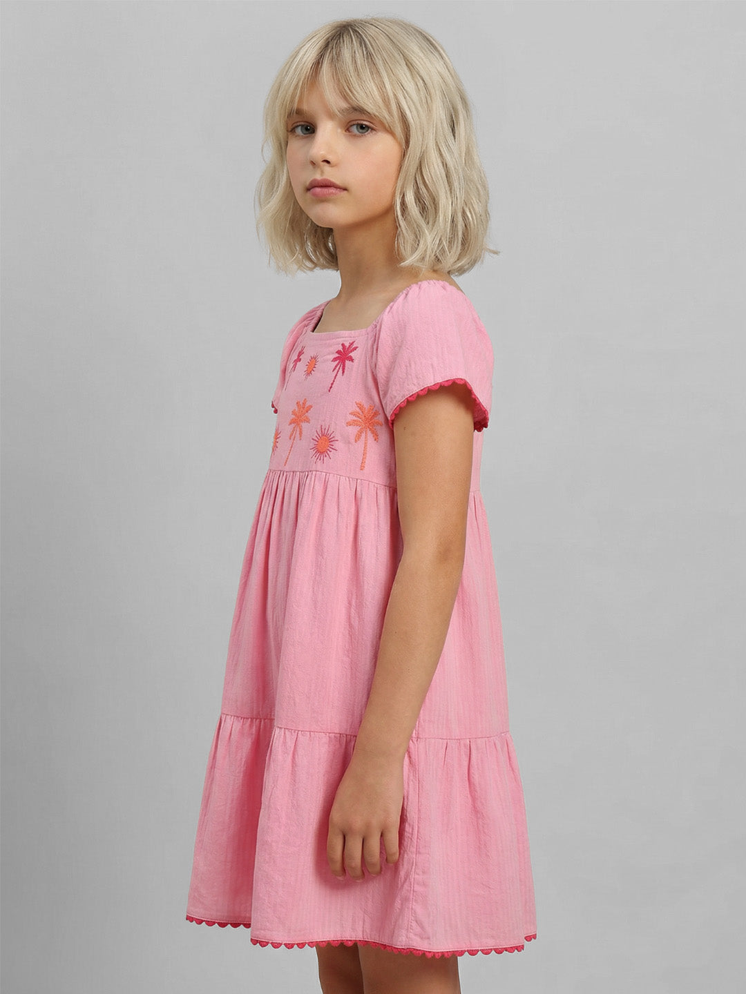 GIRLS Pink Embroidered Dress