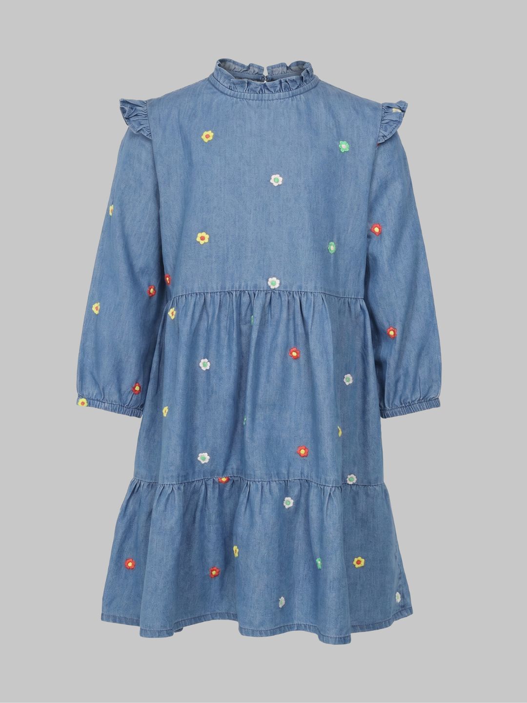 GIRLS Floral Embroidered Denim Dress