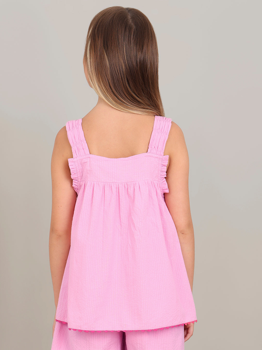 GIRL Pink Embroidered Smocked Top