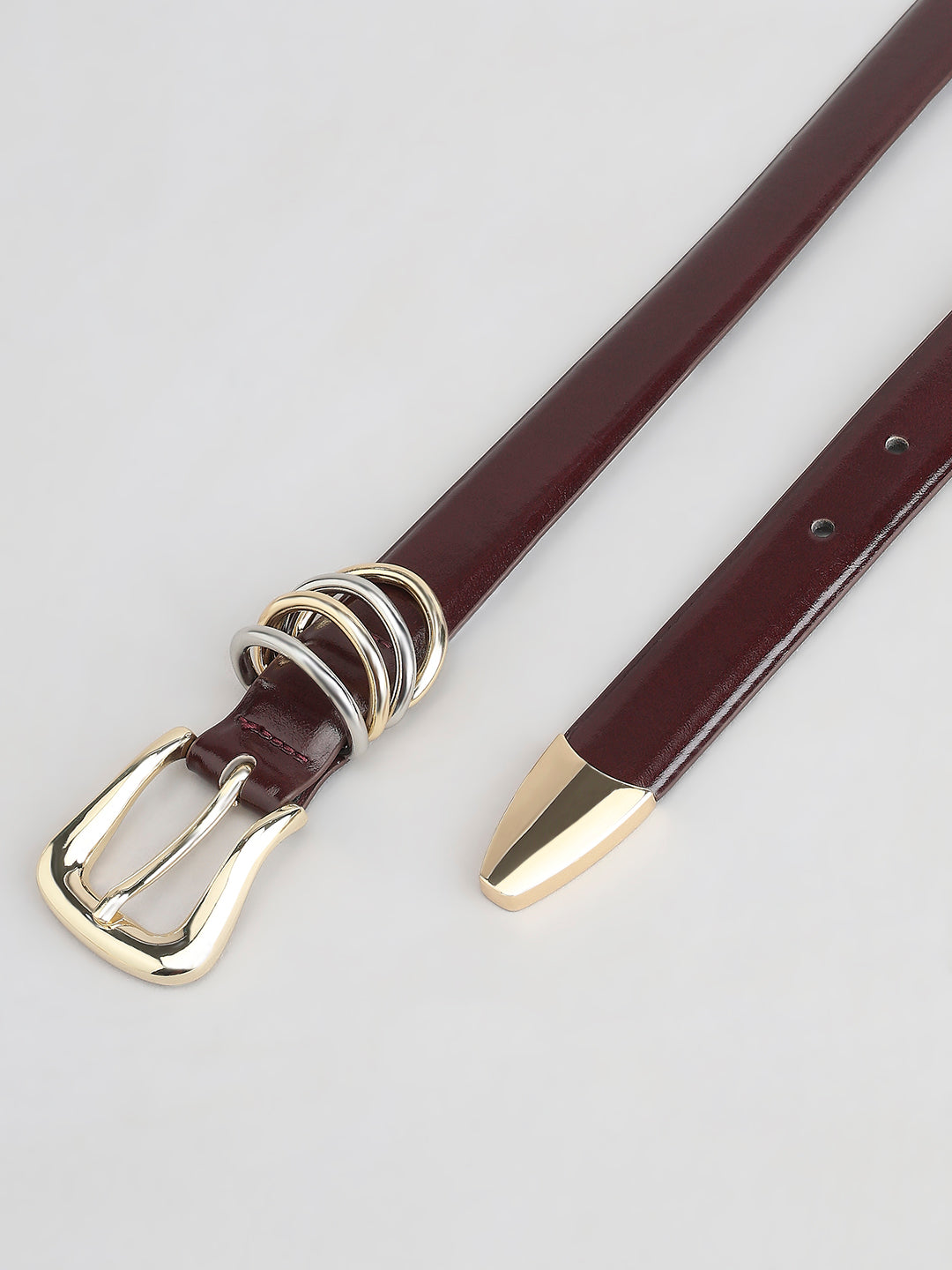 Burgundy Golden Buckle Belt