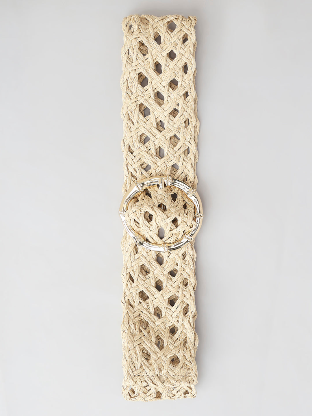 Beige Straw Waist Belt