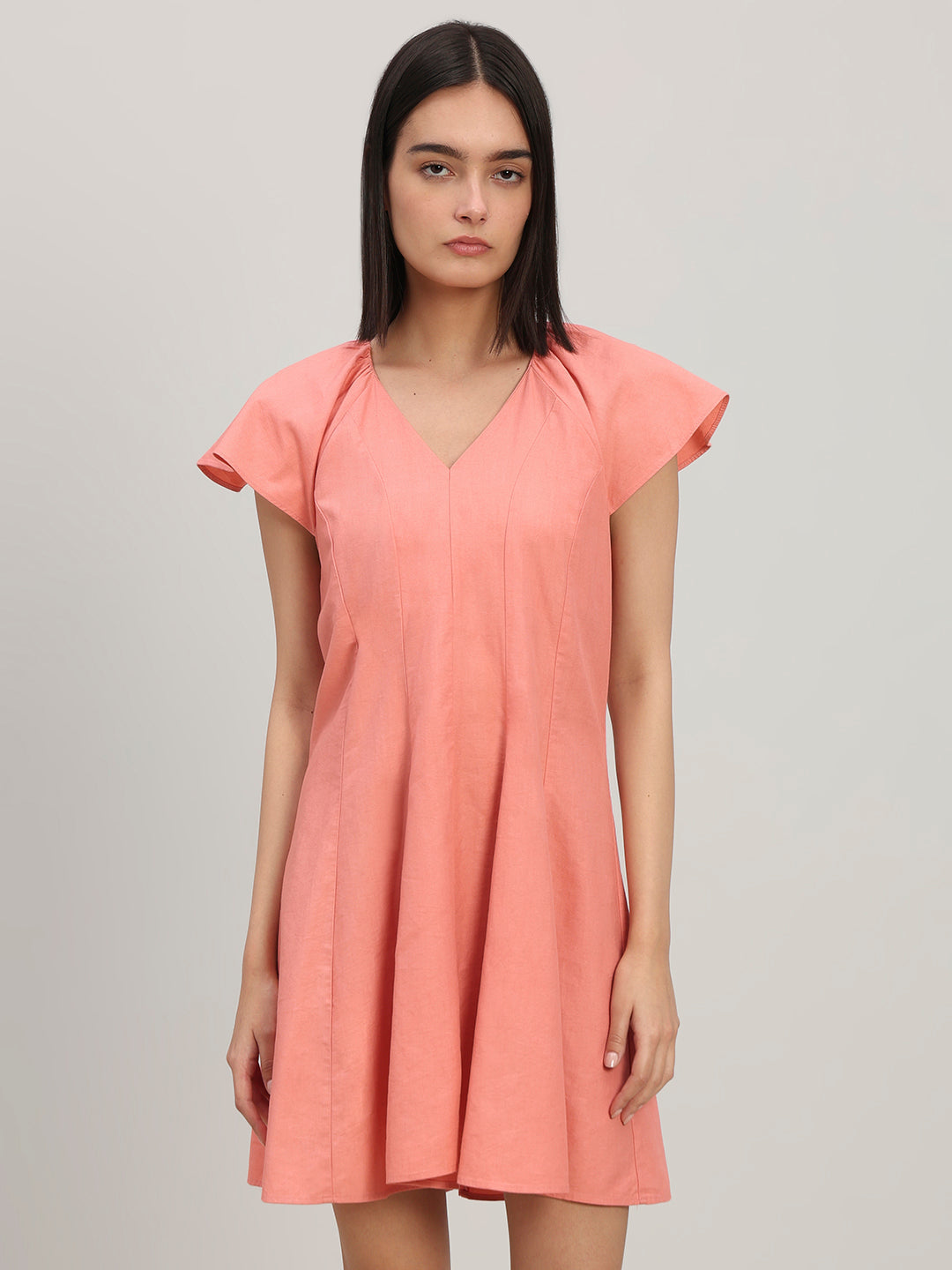 V-Neck Fit & Flare Dress