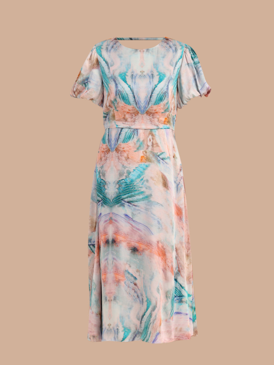 Blue Printed Midi Dress