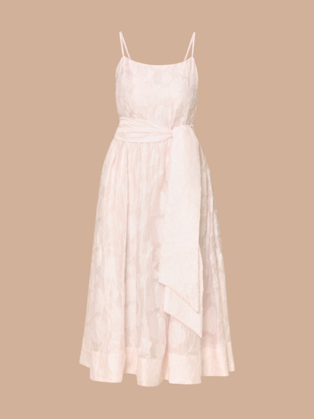 Light Pink Textured Midi Dress