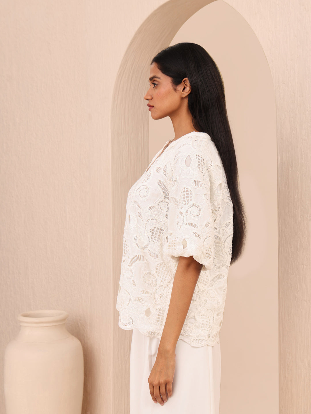 White Lace Cotton Top