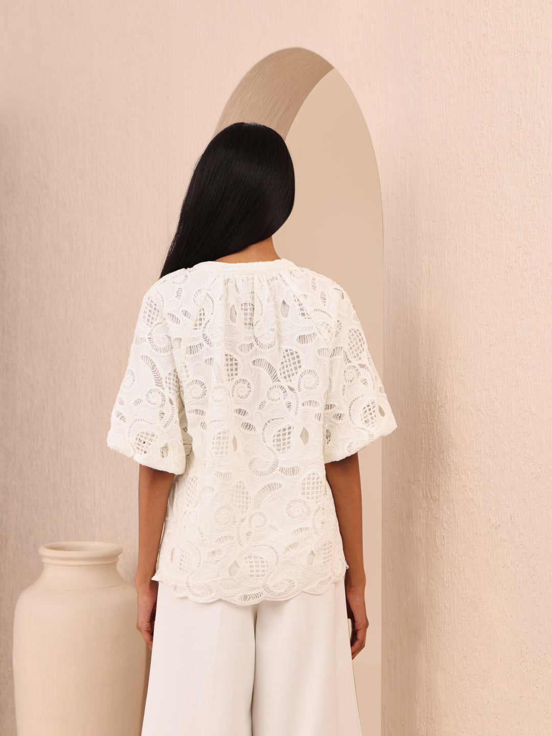 White Lace Cotton Top