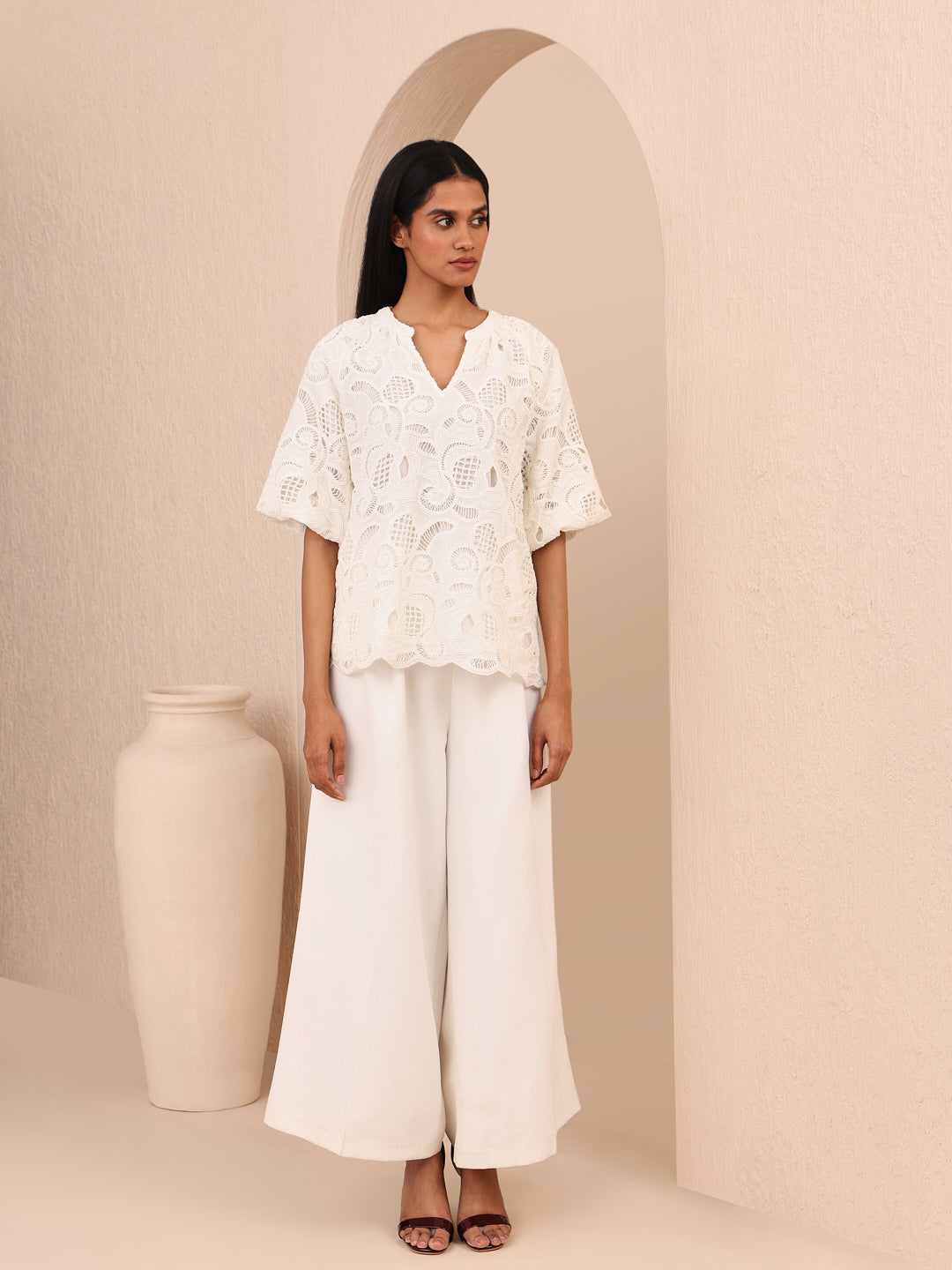 White Lace Cotton Top