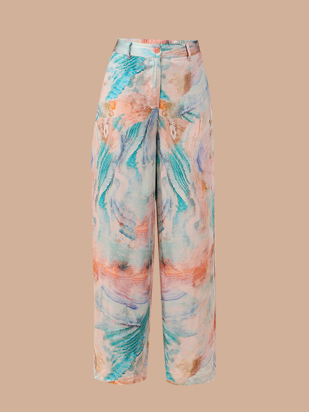 Blue Printed Straight Fit Pants
