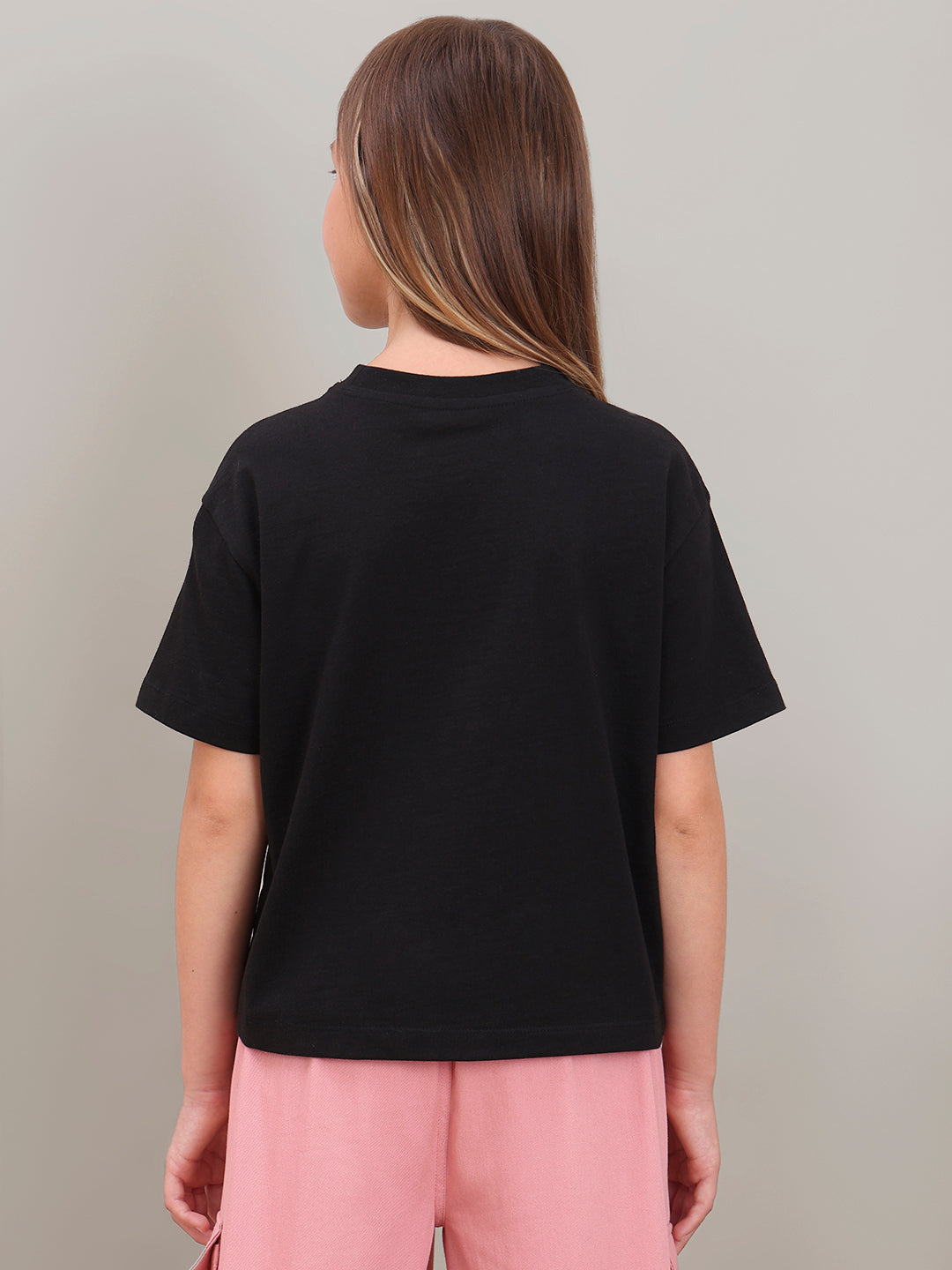 GIRL Black Printed Cotton T-shirt