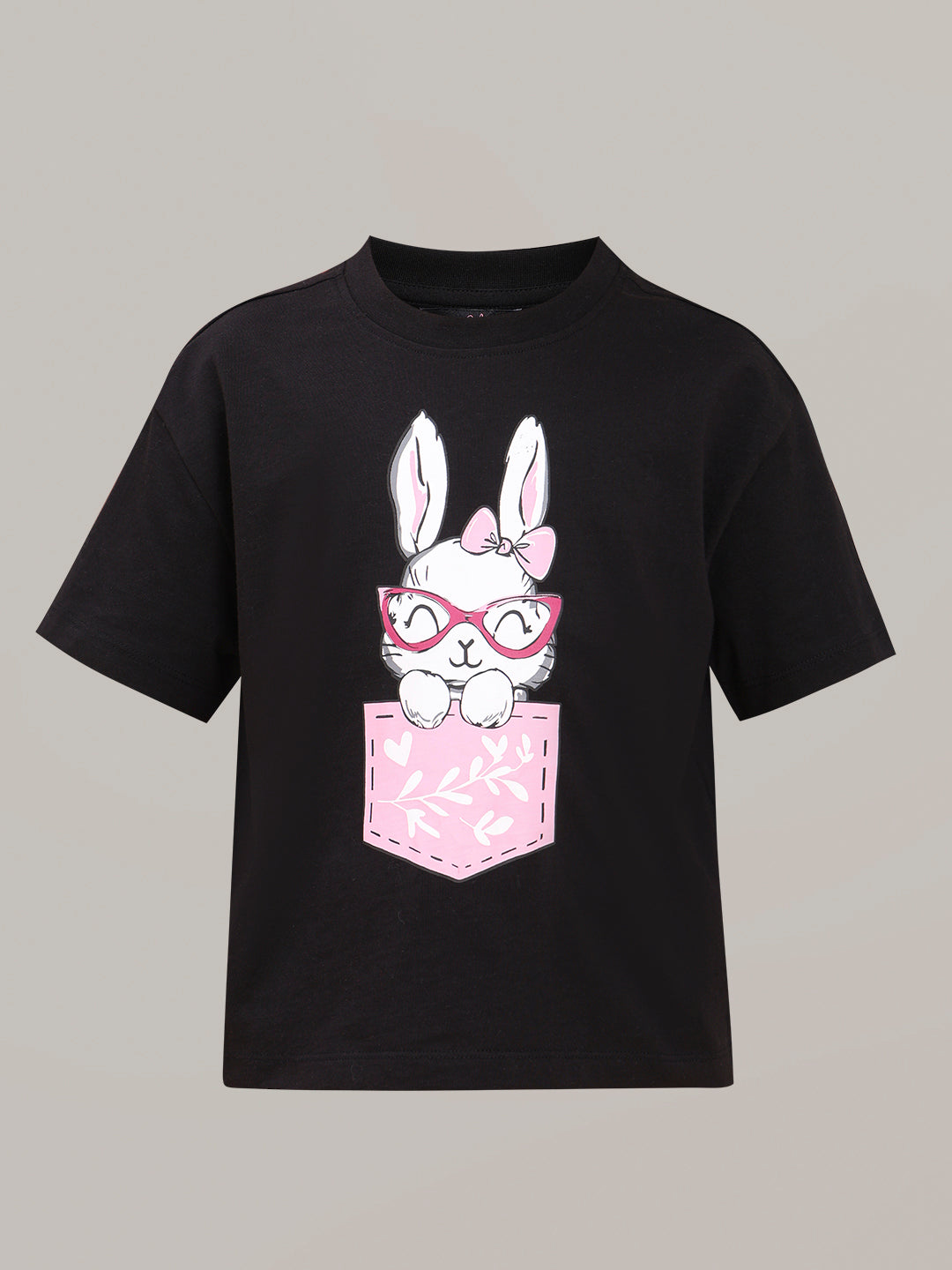 GIRL Black Printed Cotton T-shirt