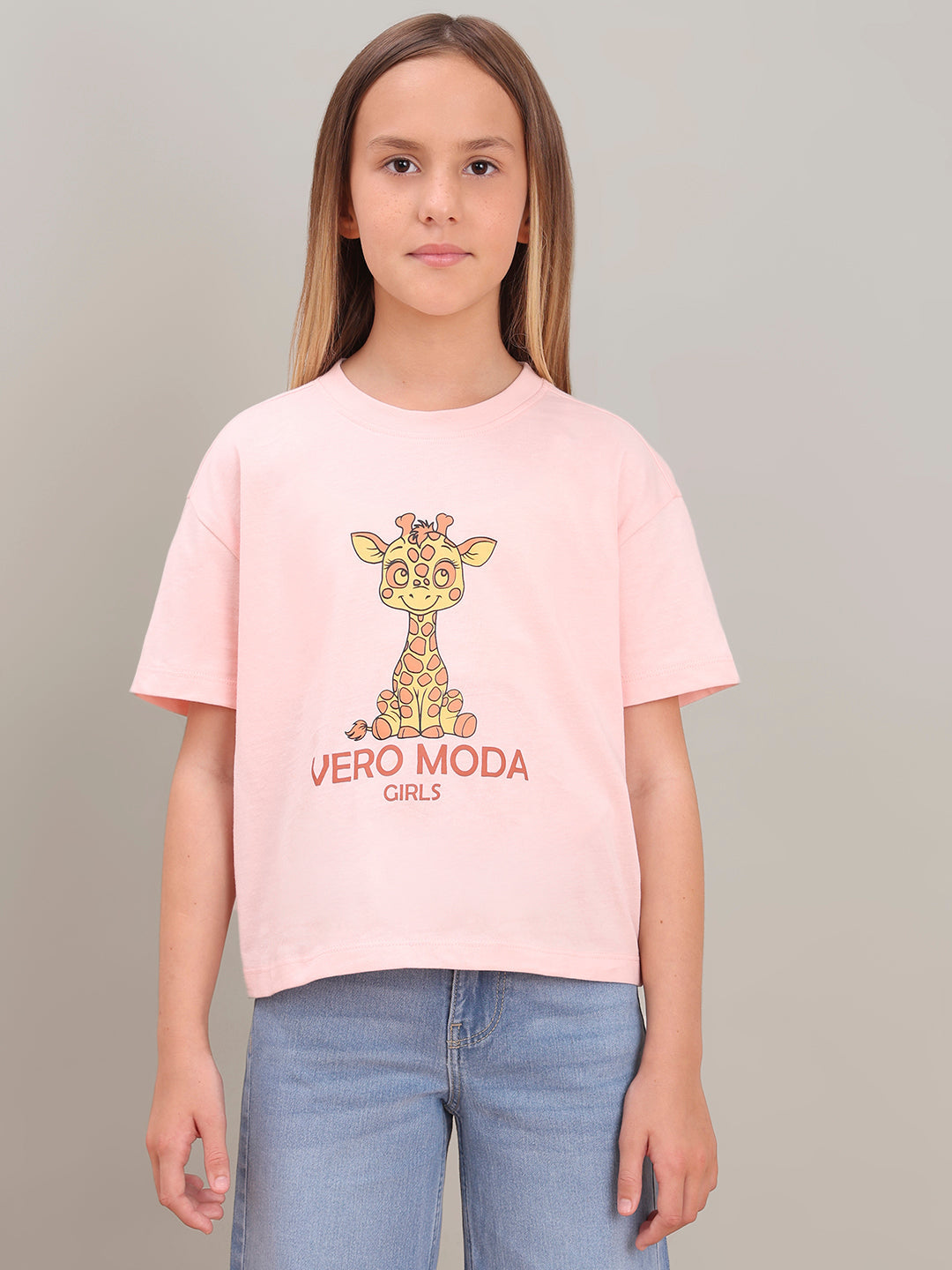 GIRL Pink Giraffe Print Cotton T-shirt
