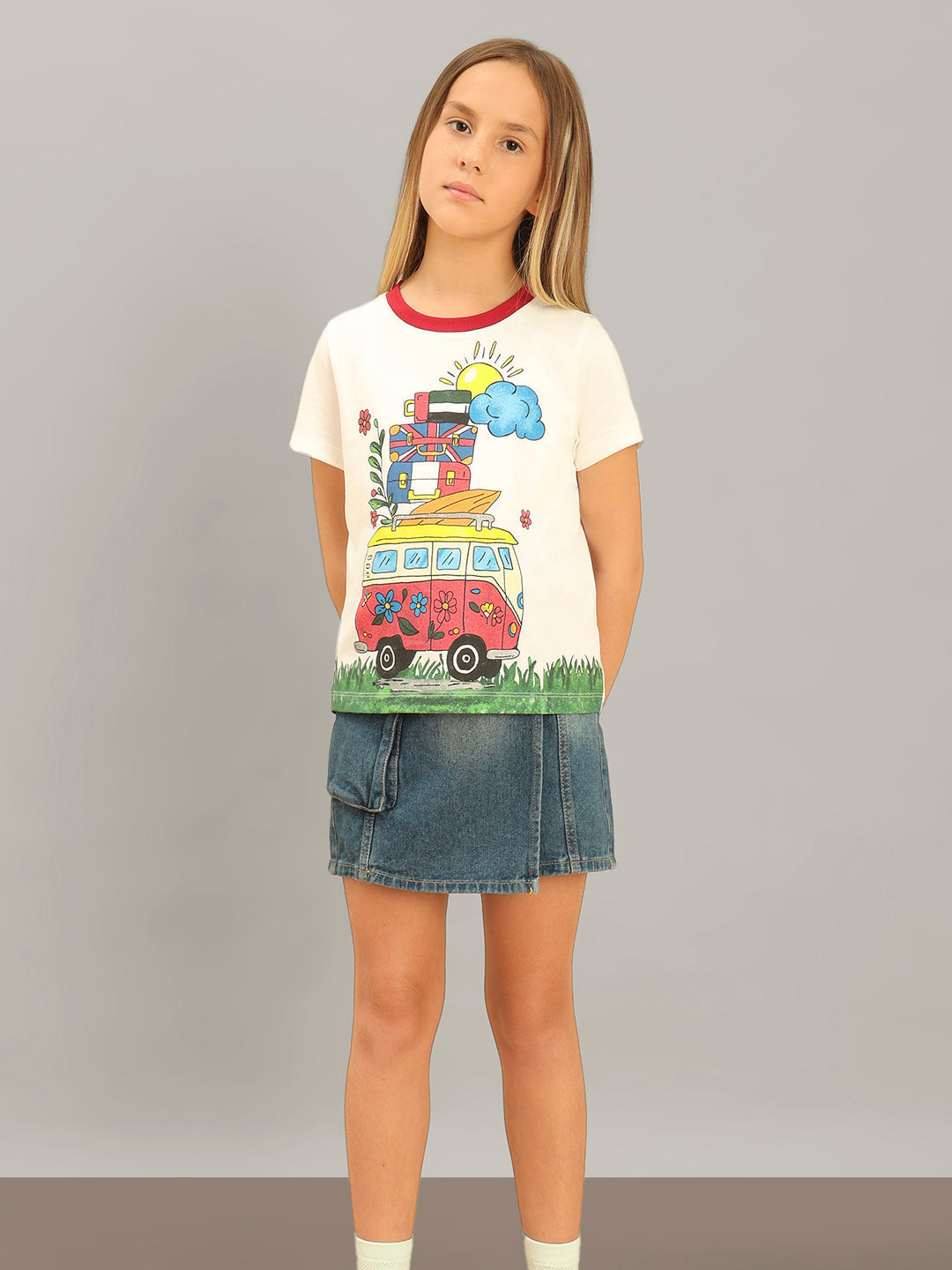 GIRL White Printed T-shirt