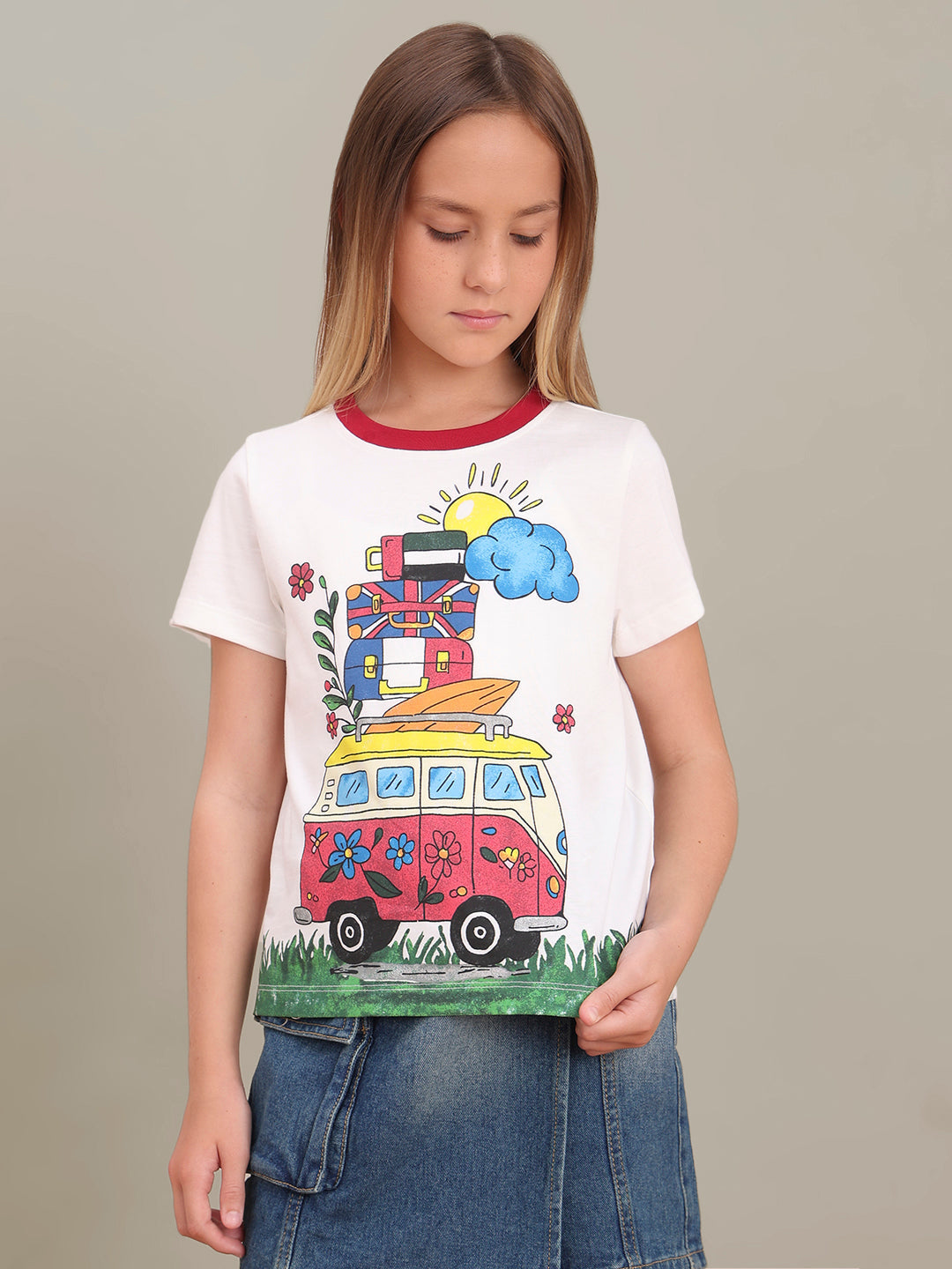 GIRL White Printed T-shirt