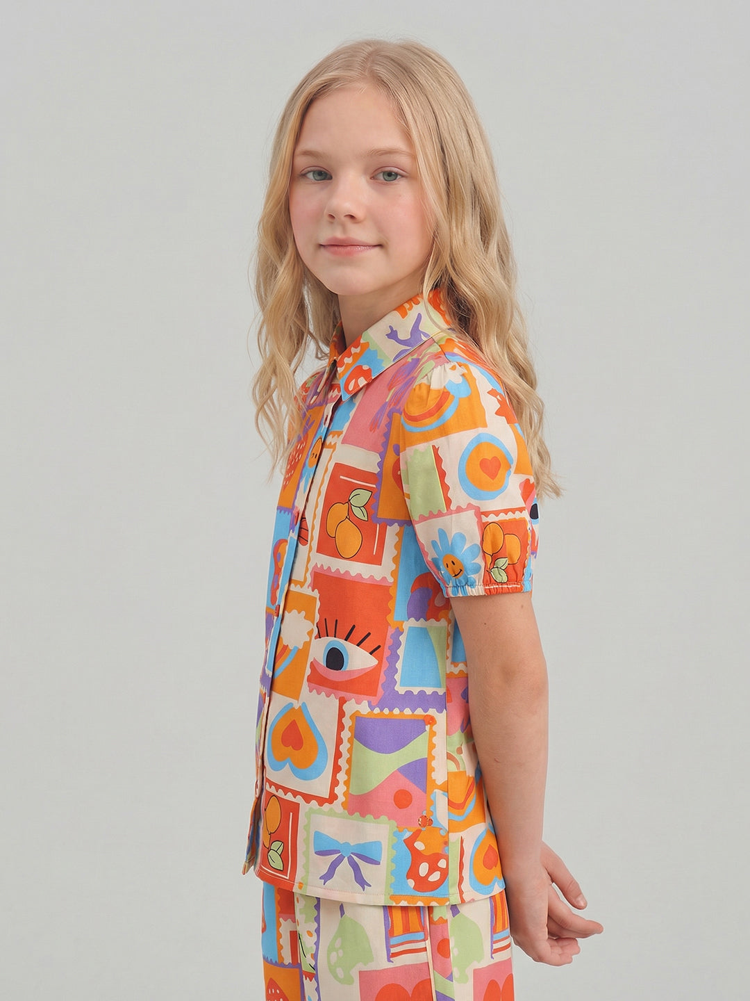 GIRLS Printed Puff Sleeves Shirt