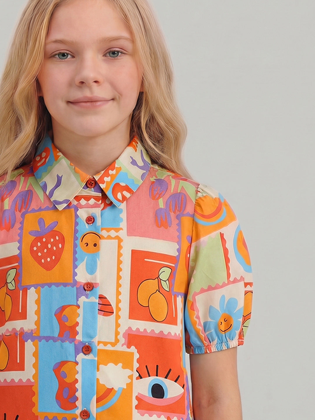 GIRLS Printed Puff Sleeves Shirt