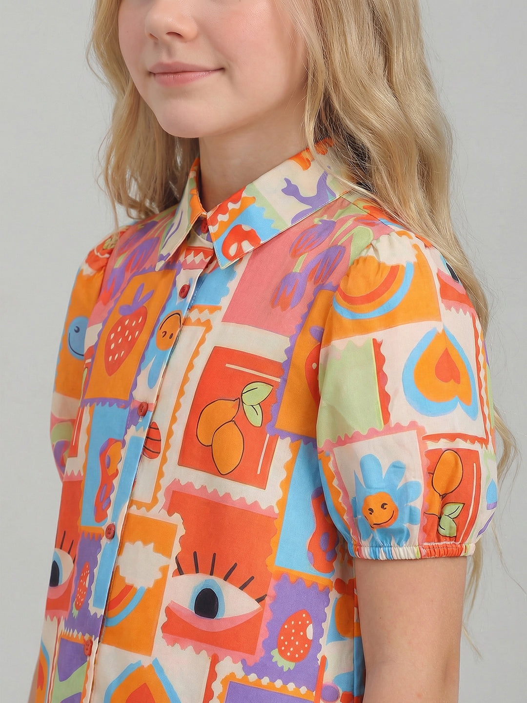 GIRLS Printed Puff Sleeves Shirt