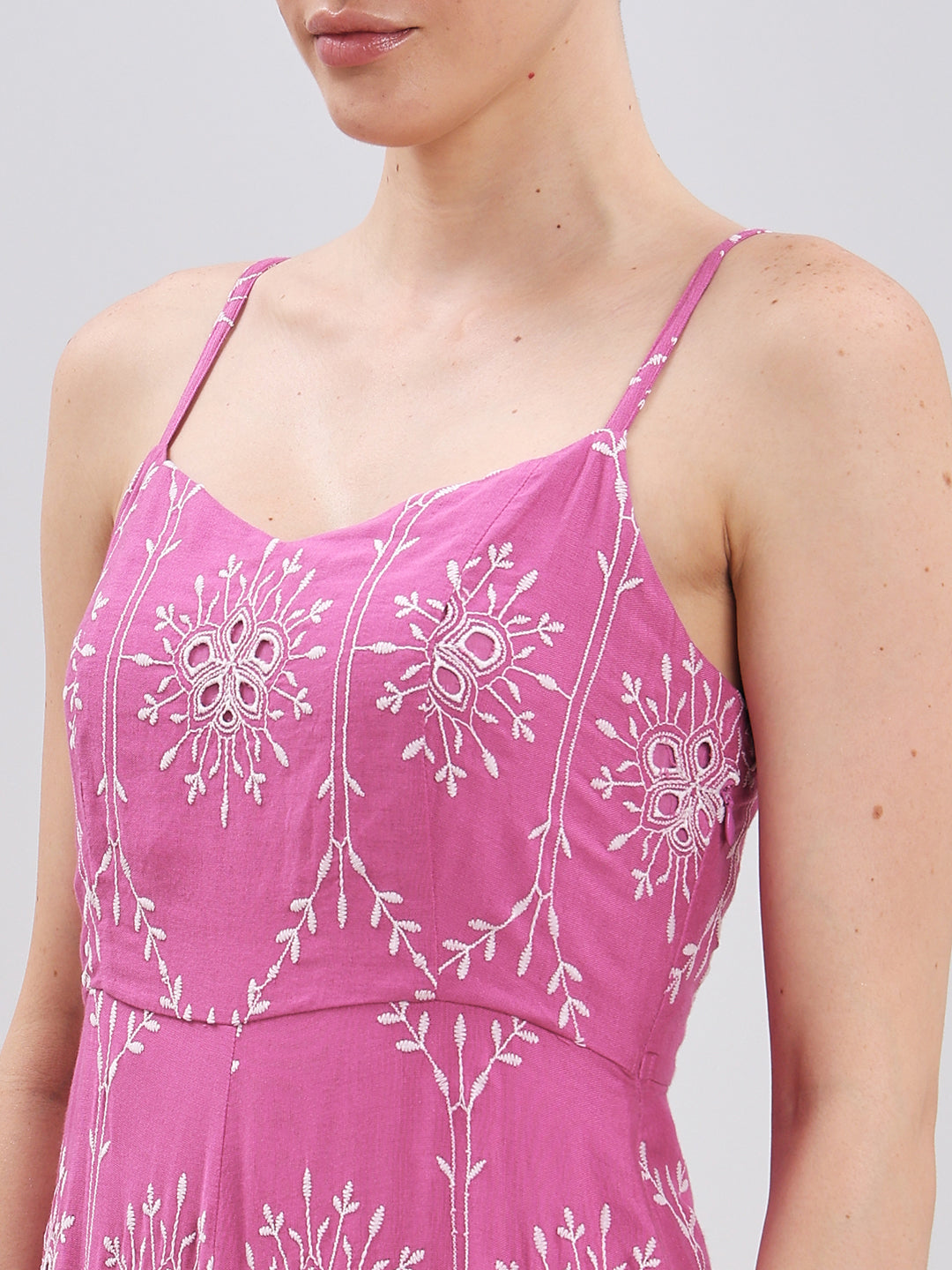 Pink Cut-Work Maxi Dress