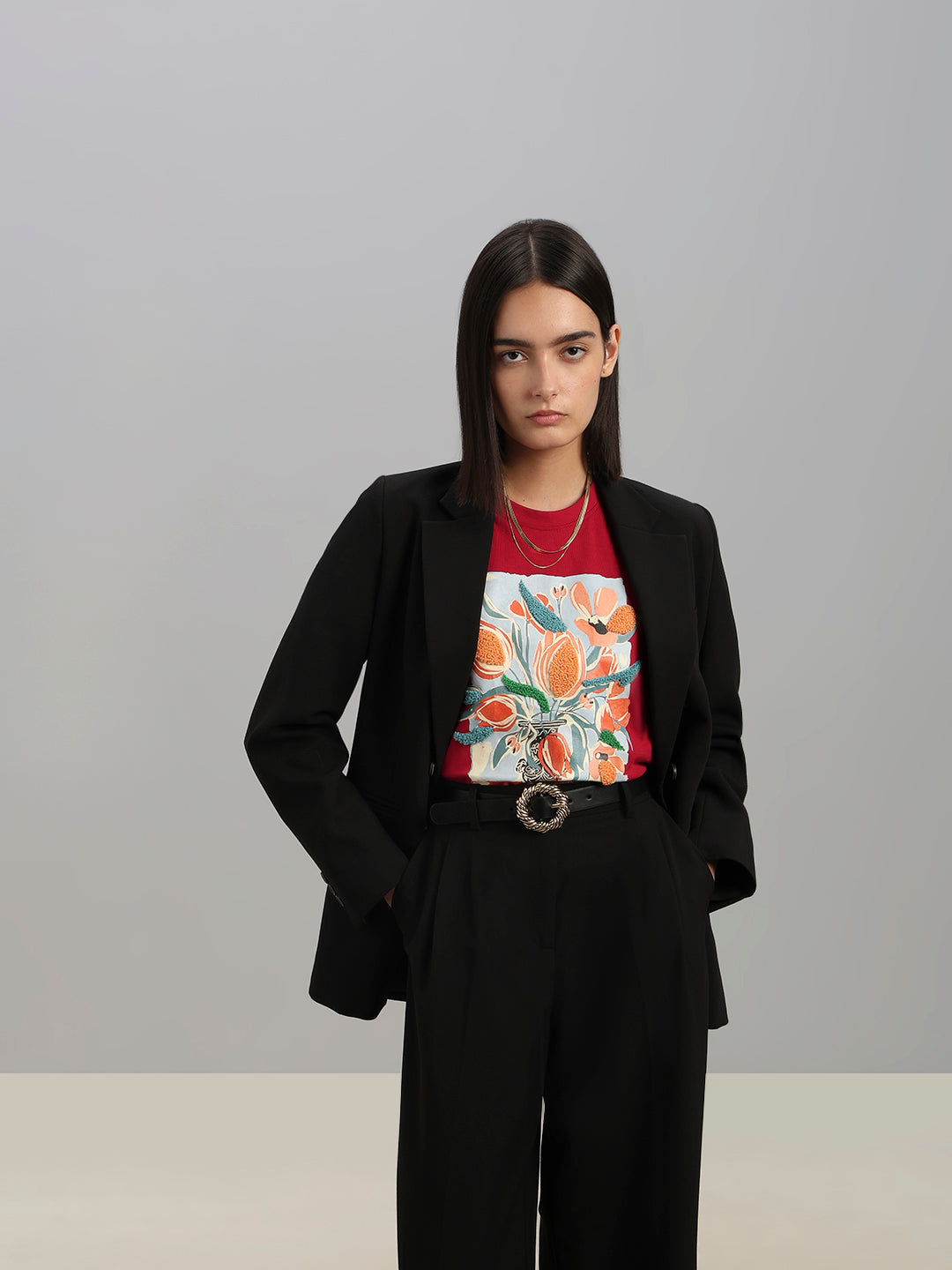 Red Printed Cotton T-shirt