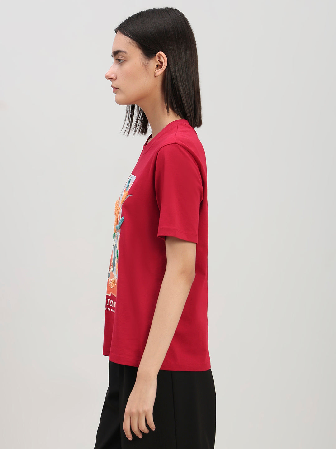 Red Printed Cotton T-shirt