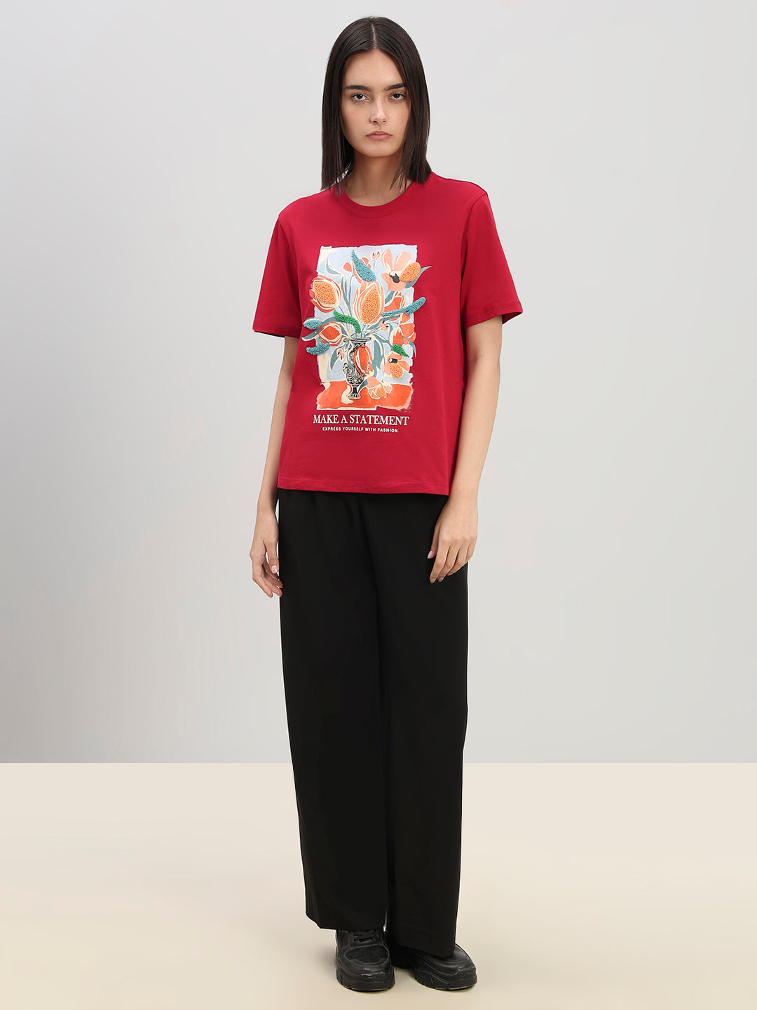 Red Printed Cotton T-shirt