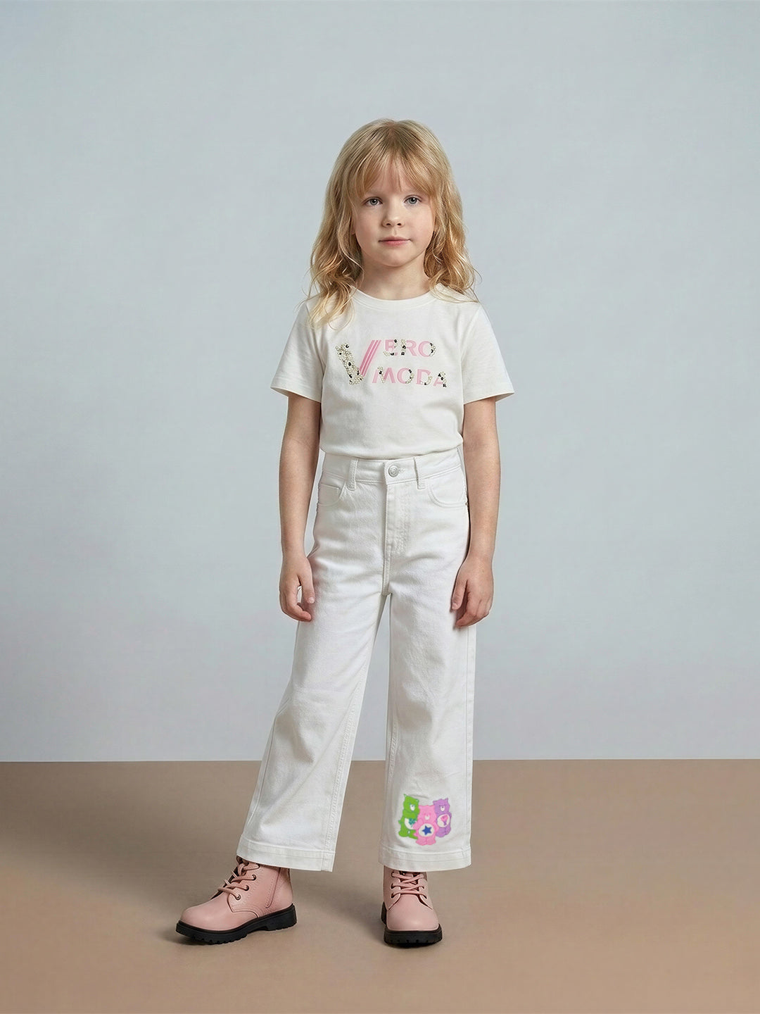 GIRLS White Wide Leg Jeans