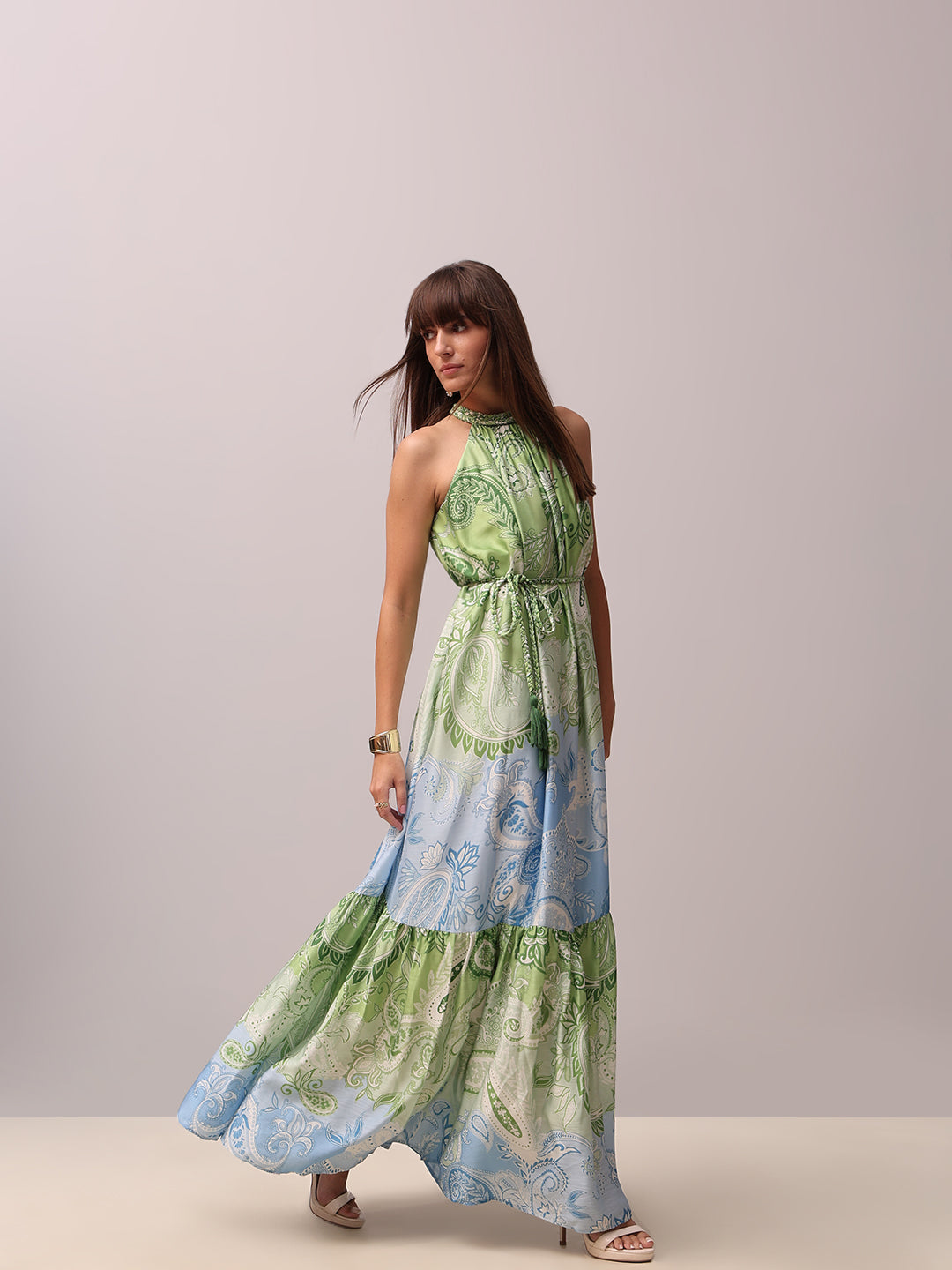Green Printed Maxi Dress